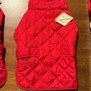 St Johns Bark Red Quilted Dog Coat Size Medium NWT